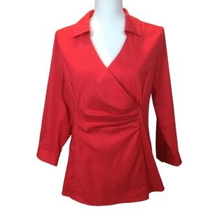 Soft Surroundings Red Faux wrap Blouse Size Large